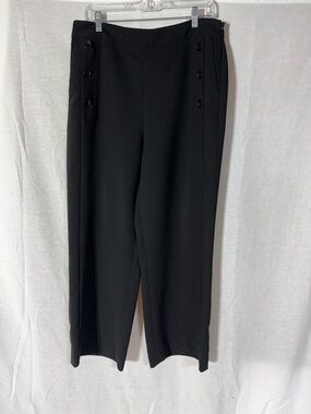 DKNY Black Straight-Leg Sailor Women's Pants with Side Button Detail Size 12